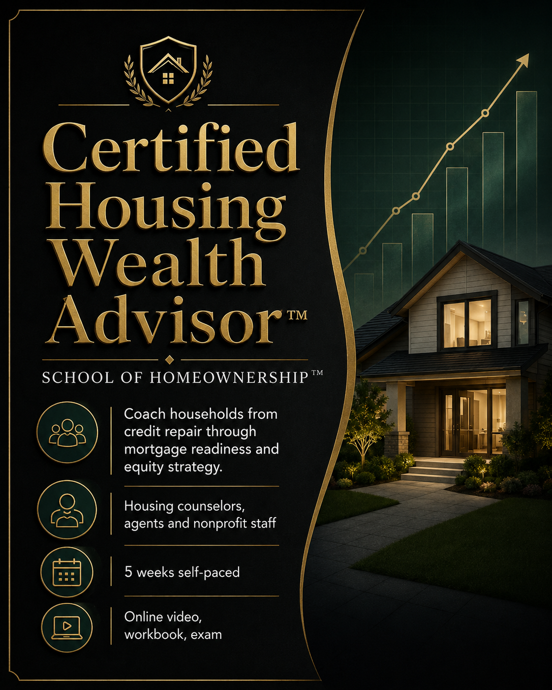 Certified Housing Wealth Advisor™ certification flyer from the School of Homeownership™