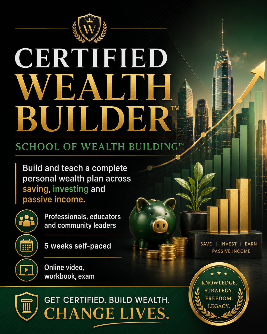 Certified Wealth Builder™ certification flyer from the School of Wealth Building™